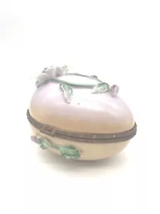 VTG FORMALITIES BY Baum Bros. EGG SHAPED FLORAL ACCENT China Trinket Box - Picture 1 of 11