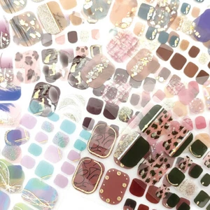 22Tip Toenail Stickers 3D Glitter Foil Full Nails Wrap Women DIY Pedicure Stri * - Picture 1 of 34