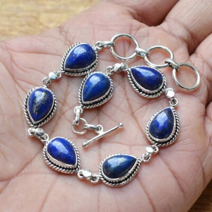 Lapislazuli Handarbeit Designer Armband 925 Silber Geschenk für Sie Zoll 7,5 - Bild 1 von 6