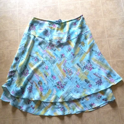 Pierre Cardin Women's 8 Multicolor Pastels Ruffled Layered Mini Skirt - Image 1 of 3