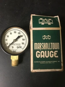 Vintage Marshalltown 2 In. Black Steel Gauge 200 PSI Steampunk Craft NEW NOS - Picture 1 of 11