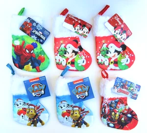 6 NEW Small Xmas Stockings: Mickey Mouse Paw Patrol SpiderMan Avengers 8" Ruz - Picture 1 of 10