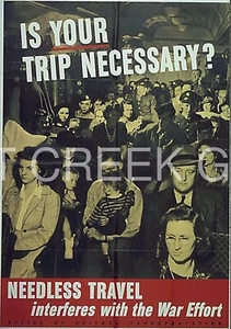 WWII Poster, Conservation, "IS YOUR TRIP NECESSARY?" Art Print on 11x14" 22713 - Picture 1 of 1