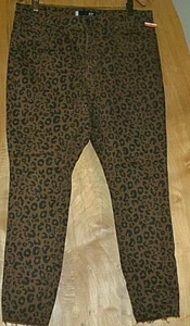 KUT DONNA Style High Rise Ankle Skinny Raw Hem Jeans Leopard Print Size 0 - Picture 1 of 5