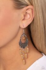 Paparazzi Botanical Escape - Brown Beads - Studded Silver Earrings