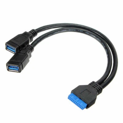 Dual USB 3.0 Female Ports to Motherboard 20pin Header Cable Splitter Front Panel - Image 1 of 4