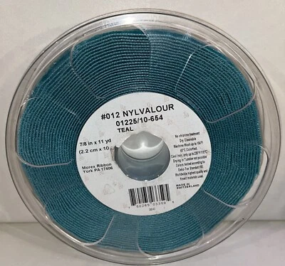 Nylvalour #012 Morex Ribbon 7/8" x 11 Yd Teal Color Made in Switzerland New - Image 1 of 4