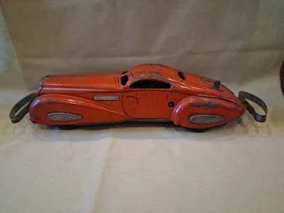 1930s Marx aço prensado grande aerodinâmico reversível para-choque carro, sem chave - Imagem 1 de 4