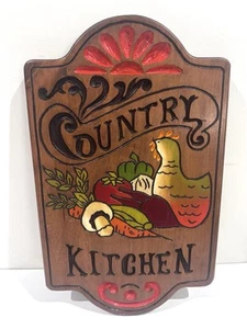 Grande insegna vintage country cucina intagliata dipinta a mano decorazione casale pollo - Foto 1 di 3