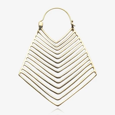 A Pair of Golden Bali Lattice Sylph Brass Plug Hoop Earring - Image 1 of 2