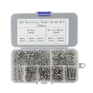 304 Stainless Steel Hexagon Screws and Nuts Kit 320pcs for Various Uses - Picture 1 of 15