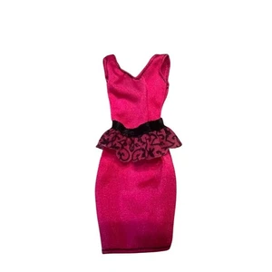 Barbie Doll Fashion Black & Pink Peplum Dress Outfit - Picture 1 of 4