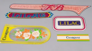 Vintage BICYCLE STICKER lot Japanese BMX Charonne LILAC sports BIKE Japan CUTE ! - Picture 1 of 5