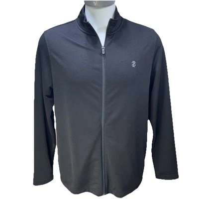 Jaqueta de golfe Izod masculina tamanho M elástica manga longa colarinho simulado zíper completo preta U3 - Imagem 1 de 4