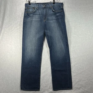 Lucky Brand Dungarees Jeans Mens 34x32 Blue Denim Straight Leg USA Made - Picture 1 of 15
