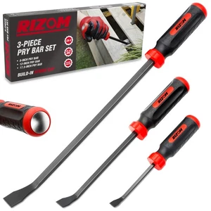 Pry Bar Set, 3-Piece Pry Bar with Strike Cap Handle, Angled Tip for Prying, L... - Picture 1 of 7