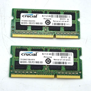 Set of 2 Crucial CT51264BC1339.K16FK Memory Module (2 x 4GB) 2Rx8 DDR3 PC3-10600 - Picture 1 of 2