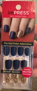 ImPRESS Press Nails Navy Gold Glitter Matt Dark Navy Blue - Bild 1 von 1