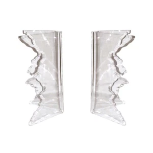 Pair of Sculptural Lucite Dining Table Bases for Glass Top, Flame Ice Edge Thick - Picture 1 of 21