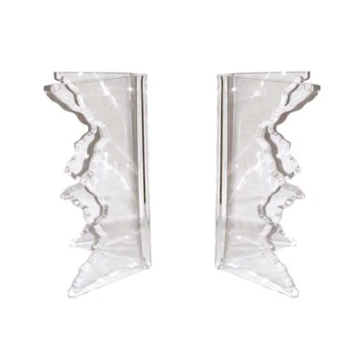Pair of Sculptural Lucite Dining Table Bases for Glass Top, Flame Ice Edge Thick - Image 1 of 4