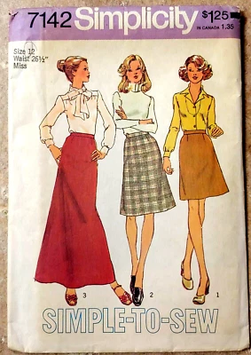 Vtg Simplicity Pattern 7142 Misses’ Skirt in 3 Lengths Size 12, Waist 26.5”UNCUT - Image 1 of 4