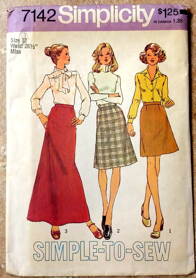 Vtg Simplicity Pattern 7142 Misses’ Skirt in 3 Lengths Size 12, Waist 26.5”UNCUT - Image 1 of 4