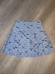 Kate Spade Silk Lined Pleated Mini Skirt the Rules Size 2 Blue White Bird Print - Picture 1 of 10