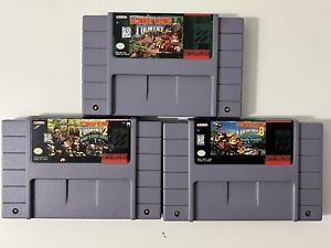 Donkey Kong Country 1 2 & 3 Bundle (Super Nintendo, SNES) Authentic Cartridges