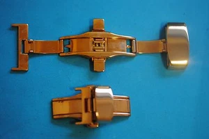 Papillon Fermoir Dépliant 16 18 20 22mm Inox Rosée Plaqué Or - Picture 1 of 1