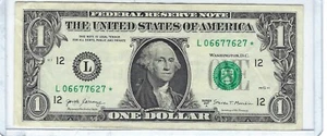 RARA BANCONOTA DA 1 DOLLARO FANTASIA BANCONOTA STELLA solo 500K BASSA TIRATURA L06677627* - Foto 1 di 3