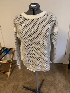 Sundance SM Sweater Oversize Sparkling Snow Metallic Open Knit Beige Silver - Picture 1 of 10