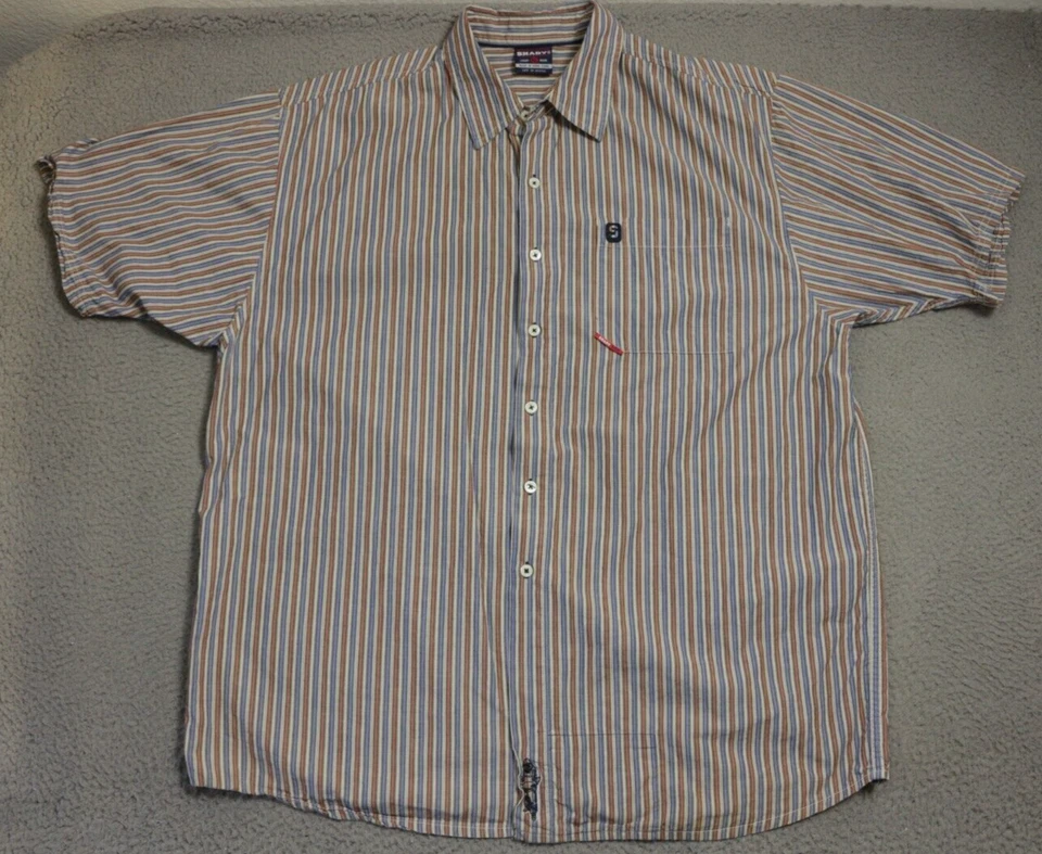 Vintage Shady LTD Eminem Button Up Shirt Mens Blue Short Sleeve Striped - Image 1 of 4