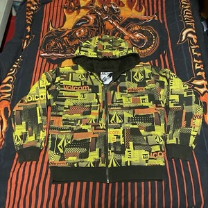 VOLCOM Ryan Sheckler Estampado Completo FORRADO DE PIEL Cremallera Sudadera con Capucha Y2K Patín ¡MUY RARO!! - Imagen 1 de 7