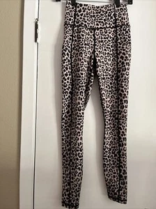 Promover Size S Leopard Print High Rise Leggings 2 Side Pockets Athletic Yoga - Picture 1 of 4