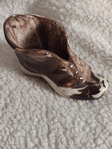 Juanita Ware Boot Pottery Brown Swirl Slag Slipper Clog - Picture 1 of 12