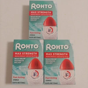 Rohto Cooling Eye Drops, Max Strength 0.4 Oz. Each, 3 BOXES EXP. 05/25 - Picture 1 of 3