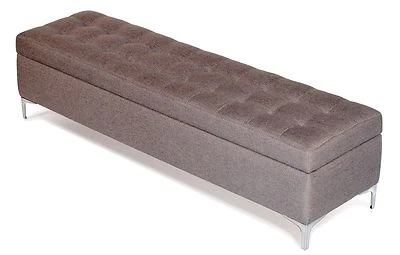 Modern Buttonless Tufted Pewter Gray Fabric Storage Bench, Ottoman - Bed Chest  - Image 1 of 4
