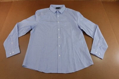ASOS Design Mens 2XL Slim Fit Blue Micro Check Long Sleeve Button Up Shirt New - Image 1 of 4