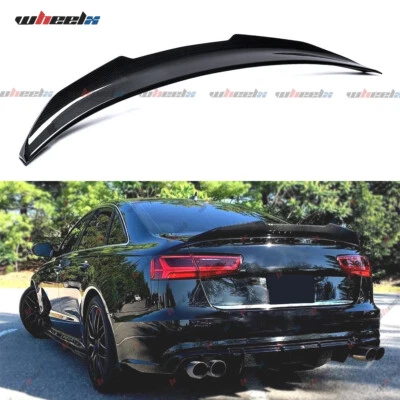 FOR 2012-2018 AUDI A6 S6 C7 C7.5 PSM HIGH KICK CARBON FIBER TRUNK SPOILER WING - Image 1 of 4