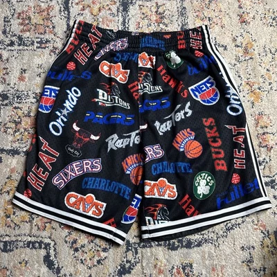 Pantalones Cortos Mitchell & Ness Retro Para Hombre Multi Equipo NBA Baloncesto Sueltos Talla L Rayas Foto 1 de 4