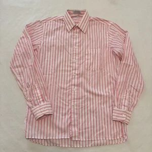 Christian Dior Shirt Mens 15.5 34/35 Pink White Striped Button Down Dress Logo - Picture 1 of 14