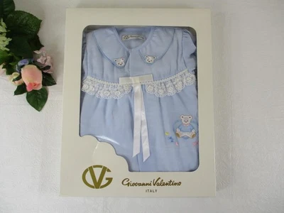 ¡NUEVO! Vestido estilo bautizo azul bebé Giovanni Valentino de colección + babero + gorro Foto 1 de 4