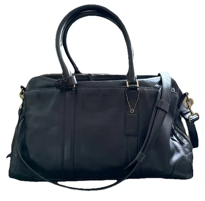 Coach Weekender Boston Bleecker Bag Black Leather Shoulder Travel Duffle # 71401 - Image 1 of 4