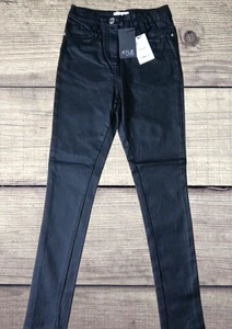 Mädchen Hose Lederoptik Skinny Fit schwarz Kylie 10 bis 15 Jahre Hose Knopf Reißverschluss - Bild 1 von 8