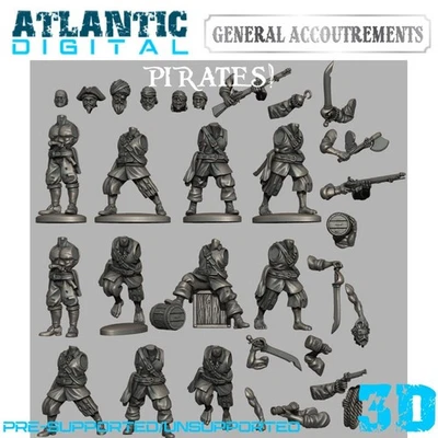 General Accoutrements - Pirates! 10 pezzi 28mm DA DIPINGERE - NO BASI - Immagine 1 di 4