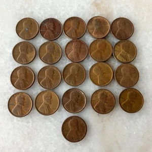 Lot von 21 1910er Datum Weizen Pennies Lincoln Cent Kupfer Zwanziger zirkuliert - Bild 1 von 5