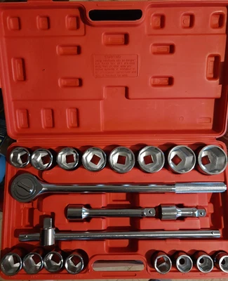 Socket Set  21 pc 3/4" Drive Ratchet Wrench Extension  Sockets SAE Standard - Image 1 of 4