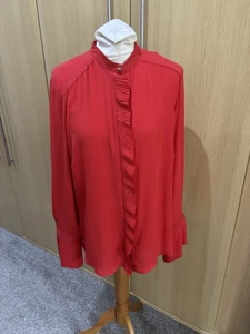 BNWT M & S,PER UNA red long sleeved blouse size 14-£39.50 - Picture 1 of 9