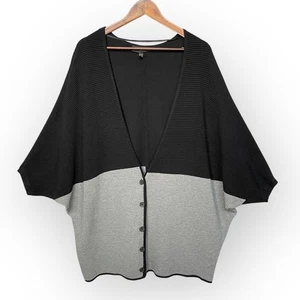 Maglione cardigan kimono a costine Lane Bryant nero grigio colorblock 18 20 - Foto 1 di 11