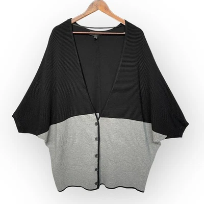 Lane Bryant Black Gray Colorblock Ribbed Kimono Cardigan Sweater 18 20 - Image 1 of 4